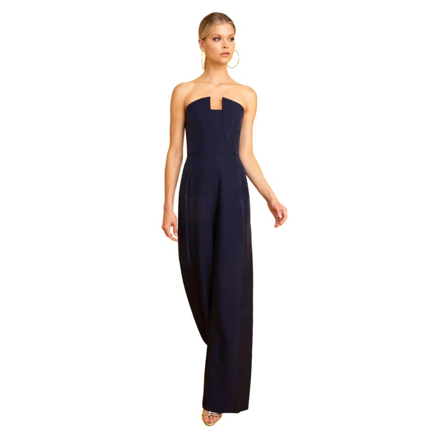 BLACK HALO Women's Lena Jumpsuit Size 2 Navy Blue Strapless NWT