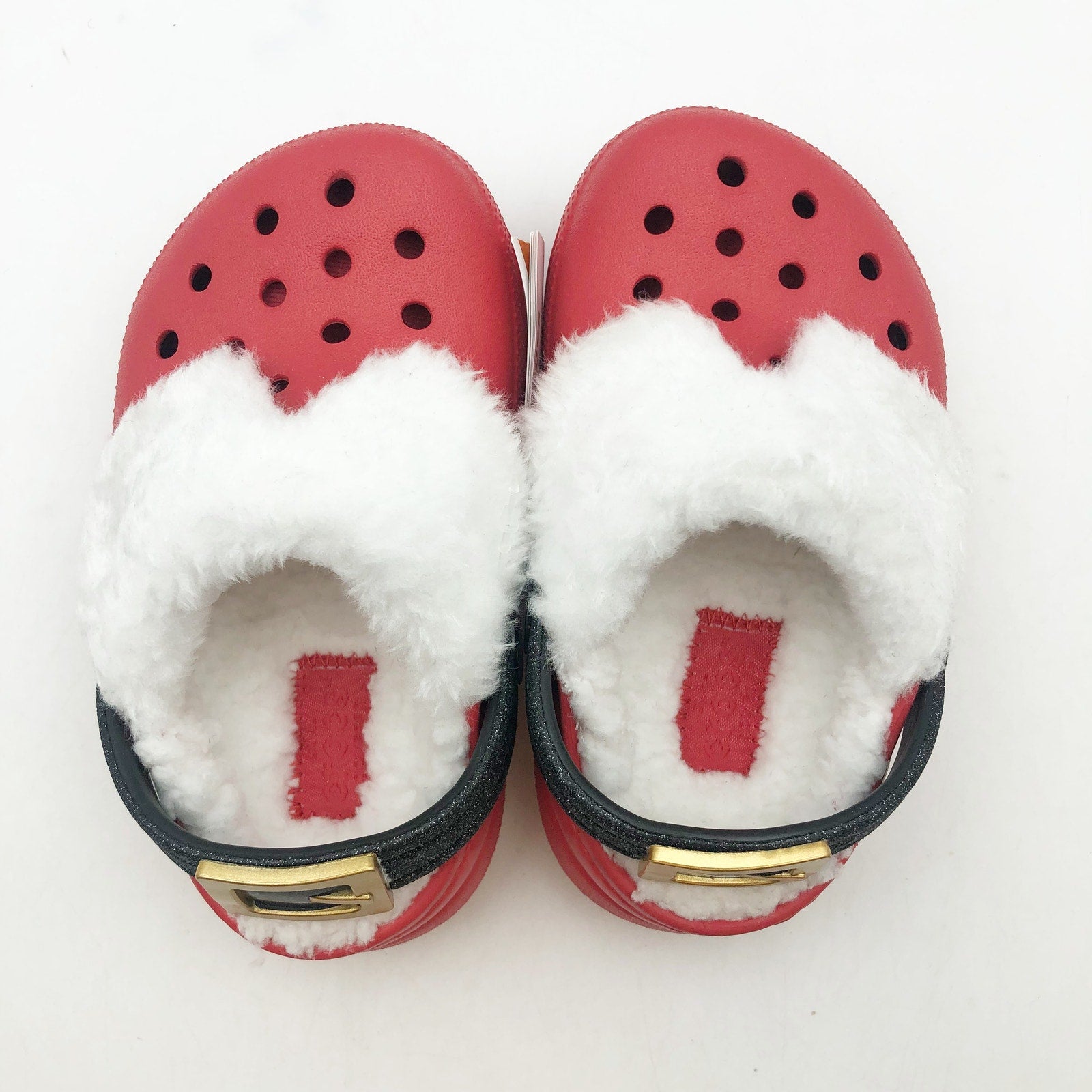 Crocs Little Kids Santa Classic Clogs Size C 9 Festive Red White Black NWT