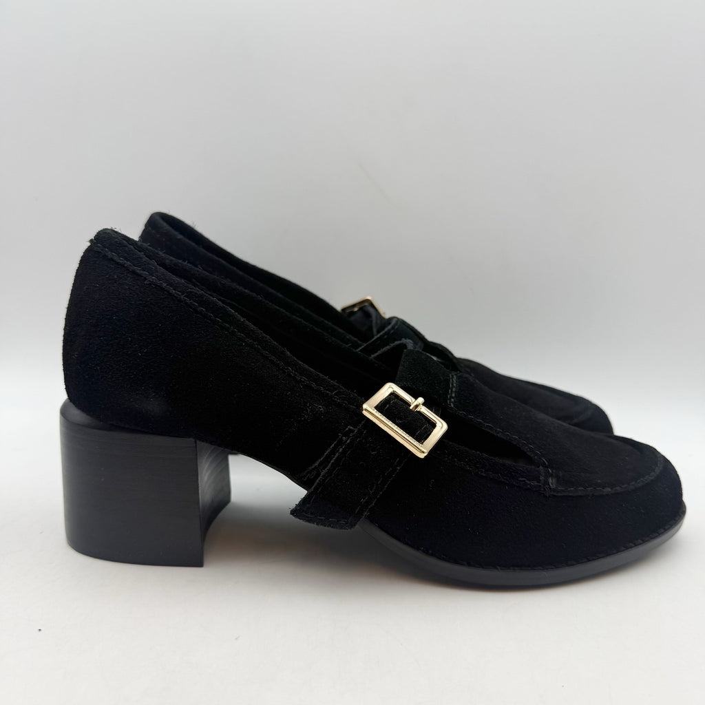 Kelsi Dagger Womens Caleb Mary Jane Heels Size 9 EU 39.5 Black Cow Suede NWOB