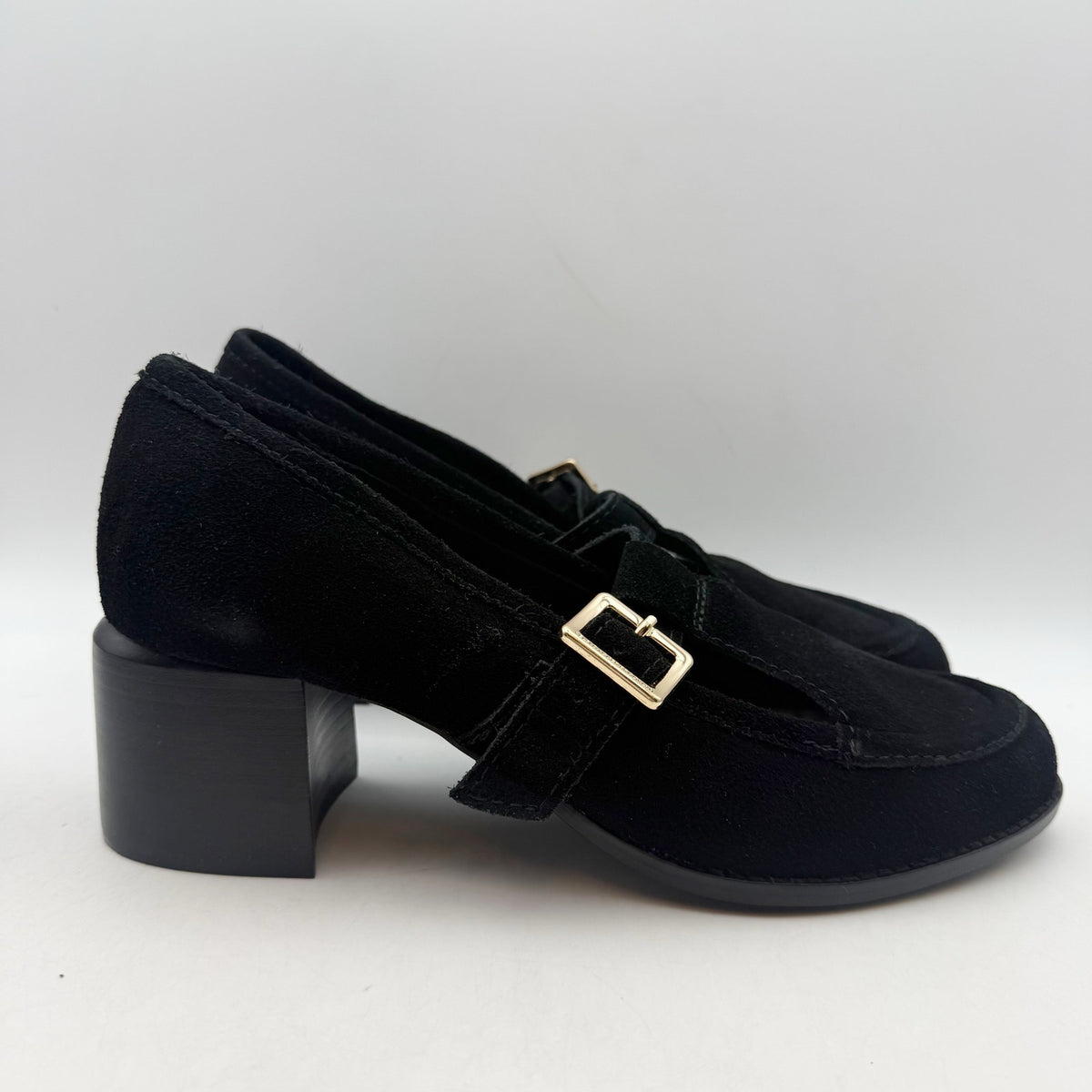 Kelsi Dagger Womens Caleb Mary Jane Heels Size 9 EU 39.5 Black Cow Suede NWOB