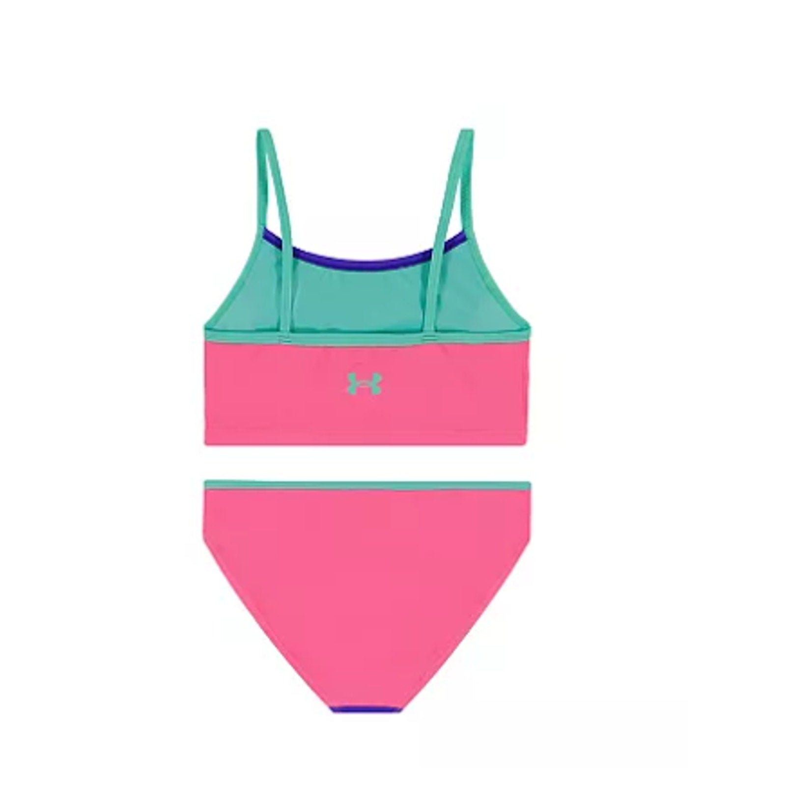 UNDER ARMOUR Tankini & Hipster Bikini Swimsuit Size 14 Pink Blue Color Block NWT
