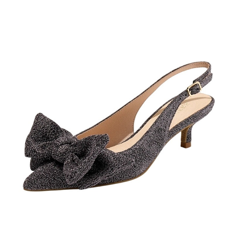 Jack Rogers Womens Debra Kitten Heels US 10 M Dark Gray Sparkle Slingback NIB