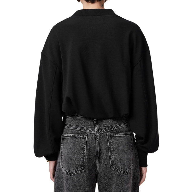 ALLSAINTS Women's Biggy Aster Sweatshirt Medium Black Tonal Logo NWT