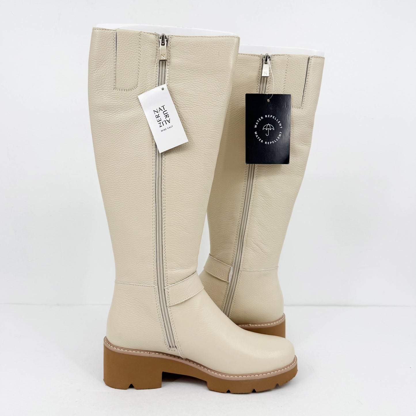 Naturalizer Womens Darry Knee High Boots US 7 Beige Leather Water-Repellent NIB
