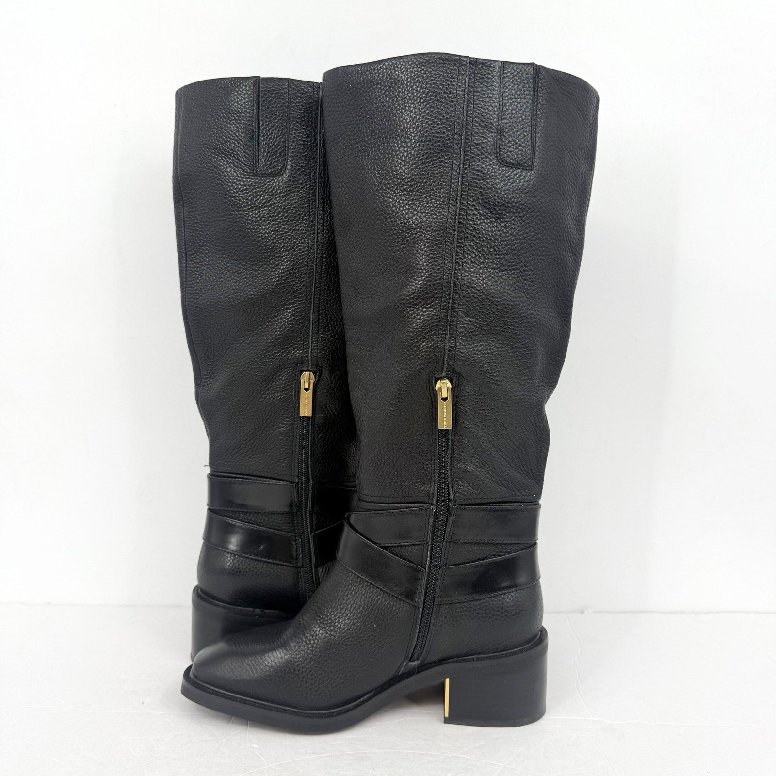 Vince Camuto Womens Gini Knee High Boot US 6.5 Wide XW CALF Black Leather NWOB
