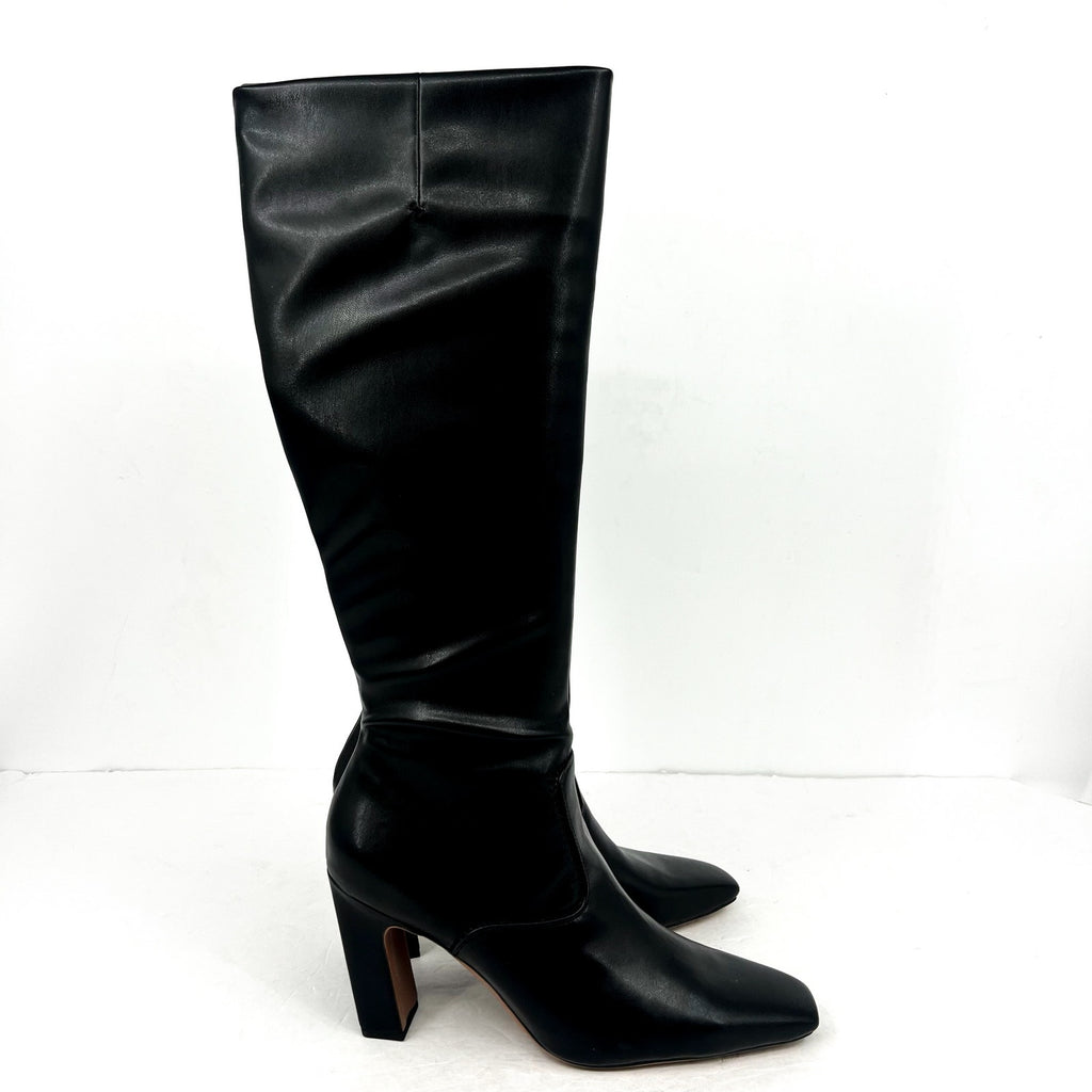 Franco Sarto Womens Bowman Knee High Boots Size 9M Black Faux Leather NWOB