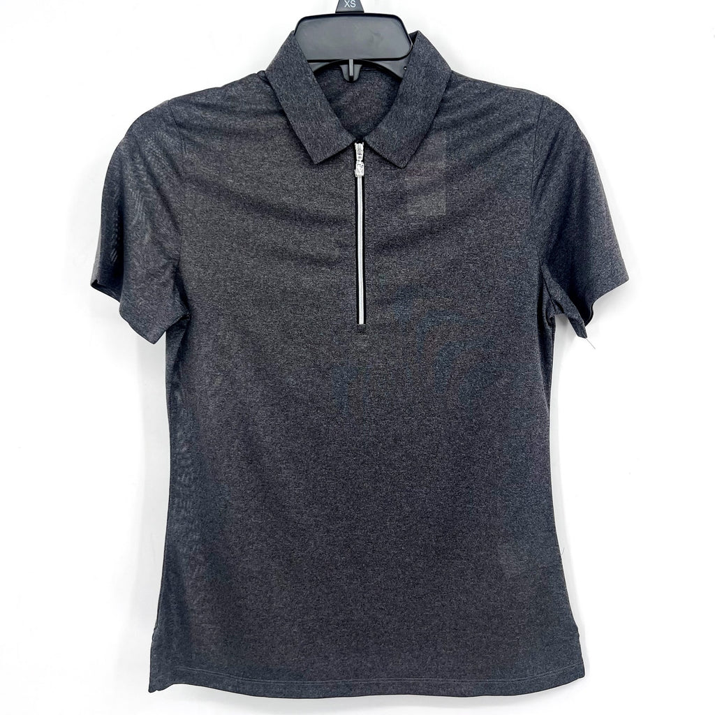 CALLAWAY Womens 1/4 Zip Short Sleeve Golf Polo Shirt XS Black Heather Gray NWT