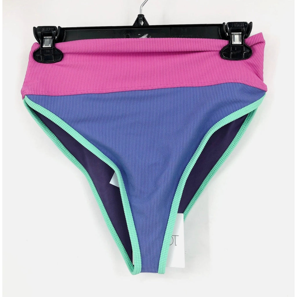 BEACH RIOT Women's Emmy High Waist Bikini Bottom XS Purple Pink High Tide NWT