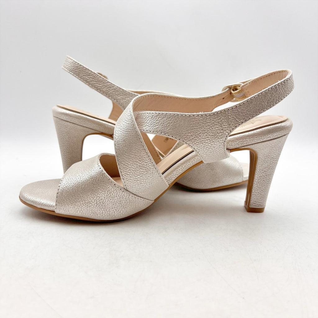 SOFFT Womens Jolene Heeled Sandals Size 7.5 EU 38.5 Champagne Leather NIB