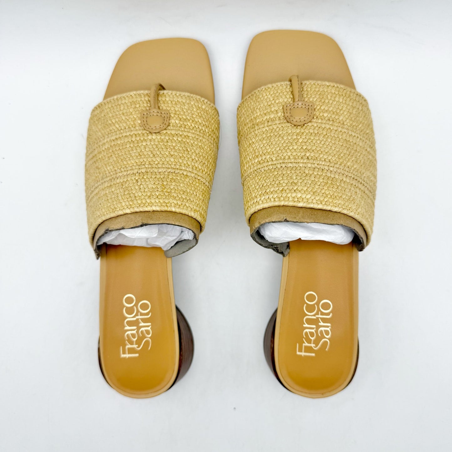 Franco Sarto Womens Loran Sandals US 6.5 M EU 36.5 Natural Beige Slip On NIB