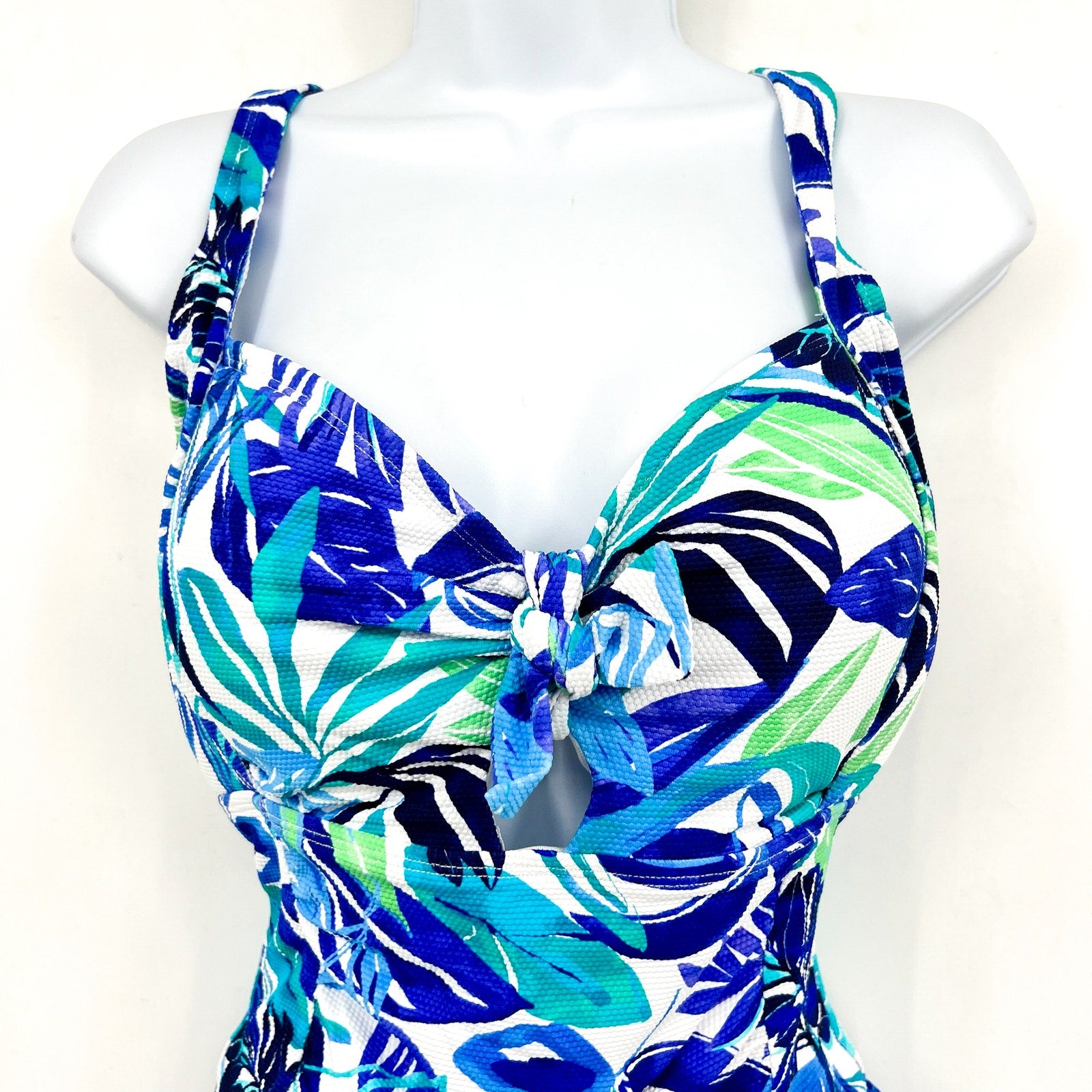 TOMMY BAHAMA Island Cays Marina One Piece Swimsuit Size 14 Beach Glass Blue NWT