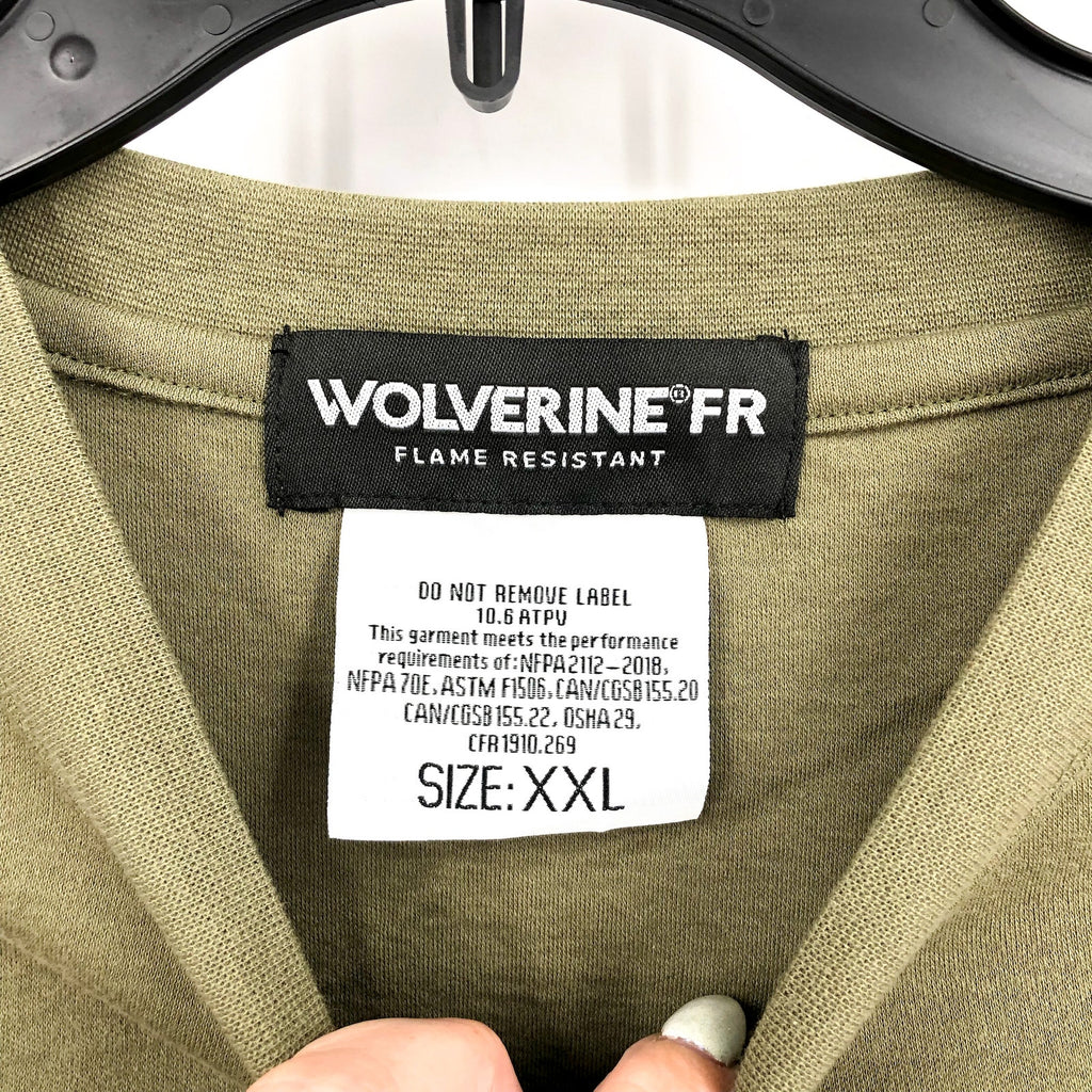 WOLVERINE Mens FireZerO Long Sleeve Tshirt XXL Green Flame Resistant Eagle NWT