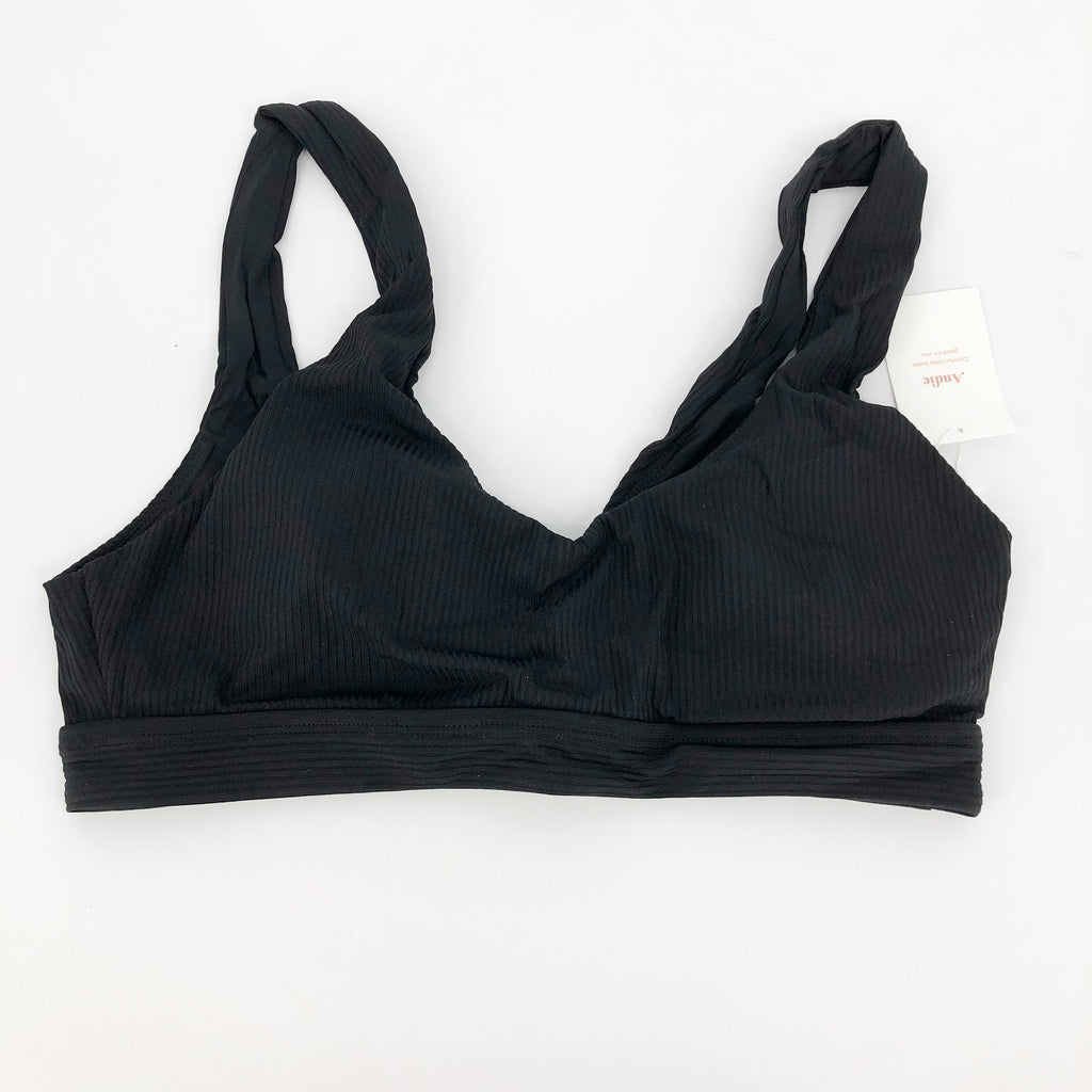 ANDIE SWIM The Ventura Rib Bikini Top XXL Black Scoop Neck Stretch NWT