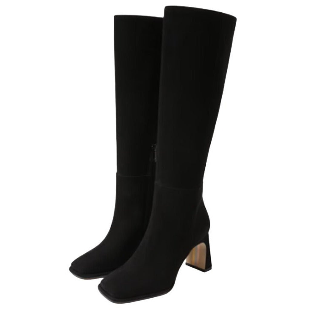 Sam Edelman Womens Issabel Heeled Knee High Boots US 8 M EU 38.5 Black Suede NIB