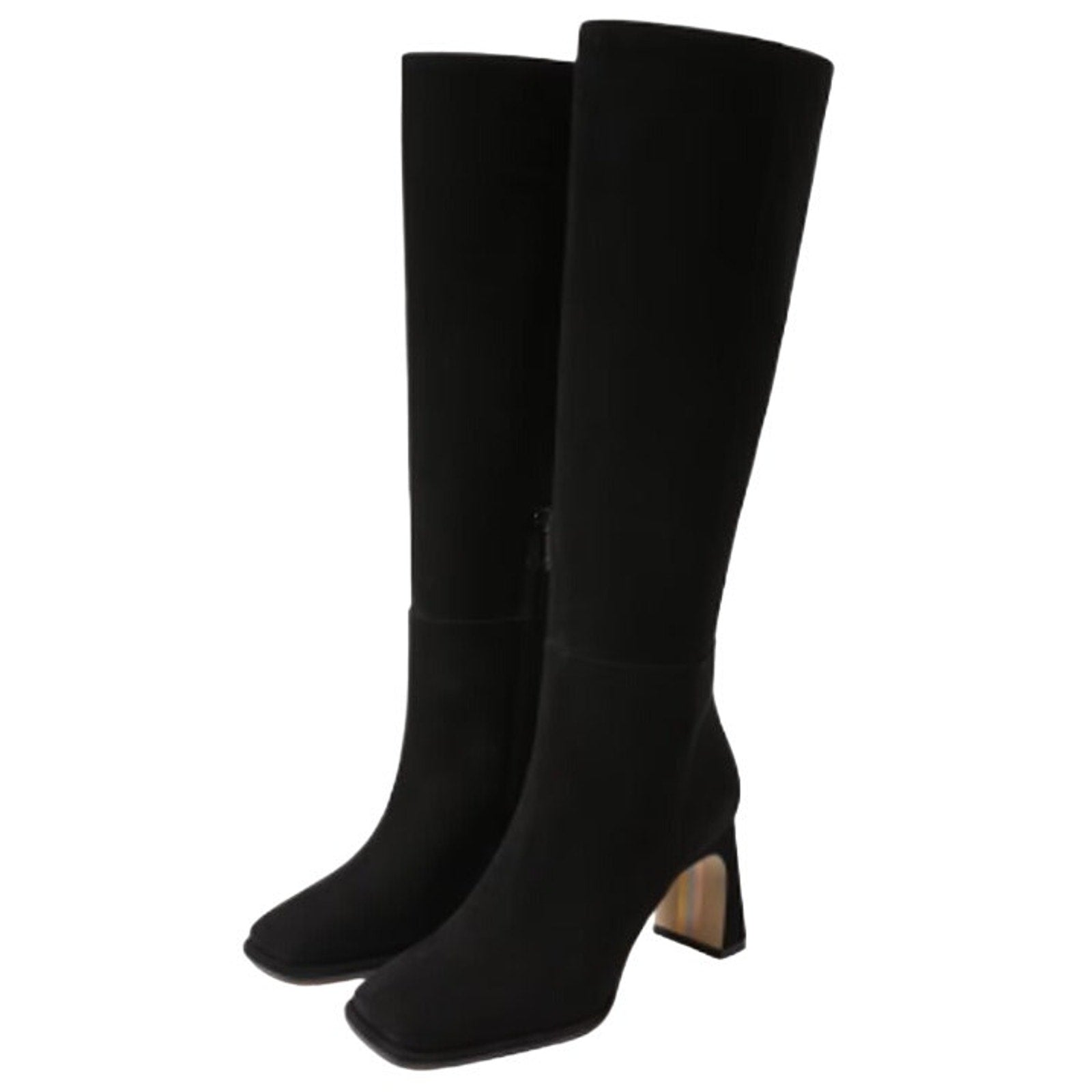 Sam Edelman Womens Issabel Heeled Knee High Boots US 8 M EU 38.5 Black Suede NIB