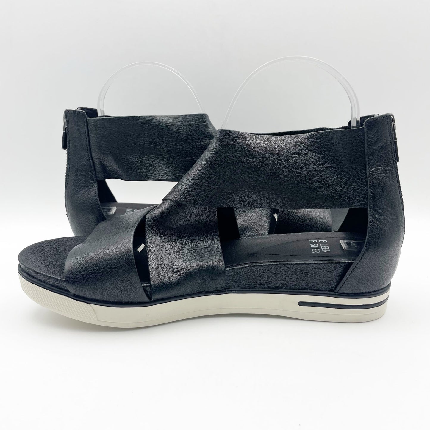 Eileen Fisher Womens Sport Sandals US 9.5 M EU 40 Black Leather NIB