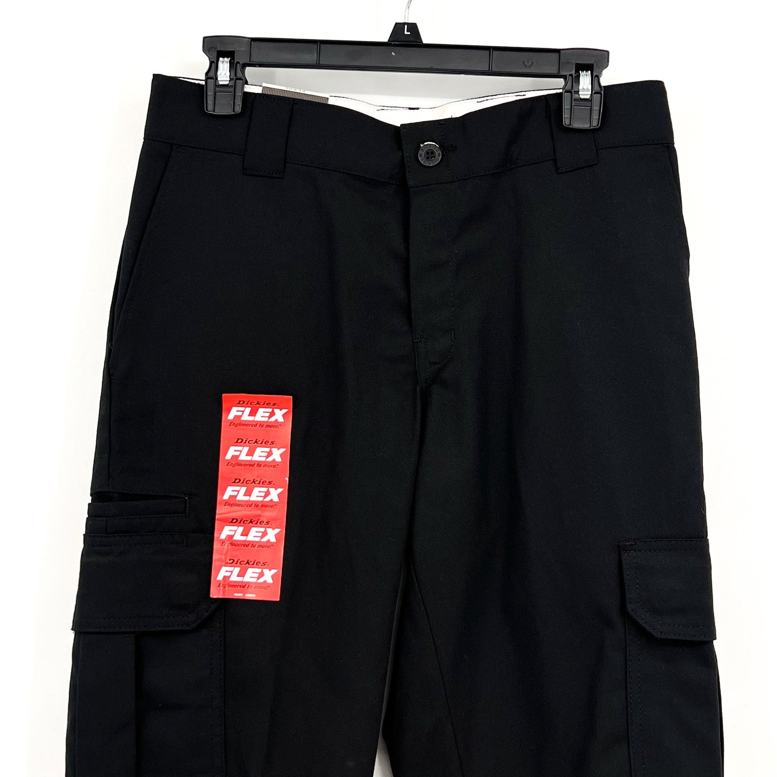 DICKIES Men's FLEX Regular Fit Cargo Pants 30x32 Black Stretch Straight Leg NWT