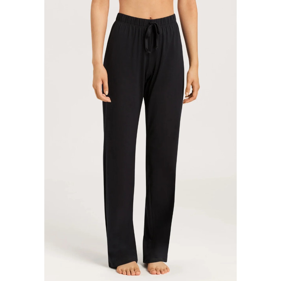 HANRO Women's Cotton Deluxe Lounge Pants XL Black Drawstring 100% Cotton NWT