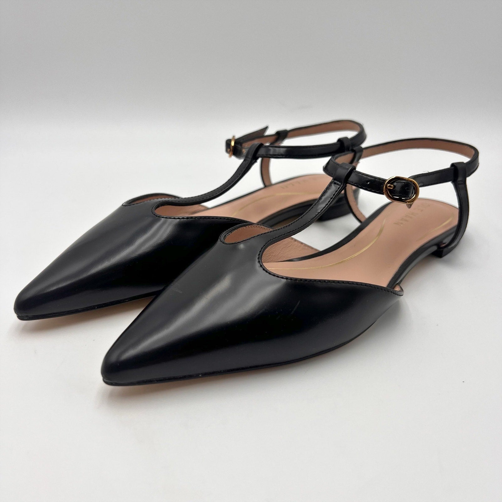 Cole Haan Womens Marlah T-Strap Heels Size 6.5 B Black Leather NWOB