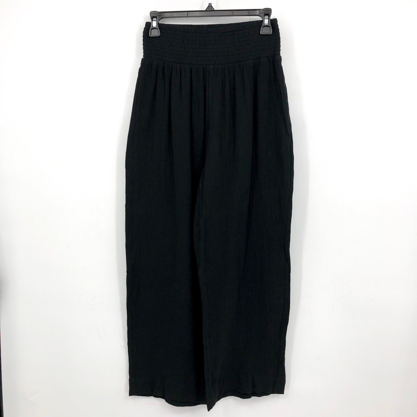 SEAFOLLY Womens Double Cloth Shirring Pants XS Black Pull-On Cover Up Casual NWT