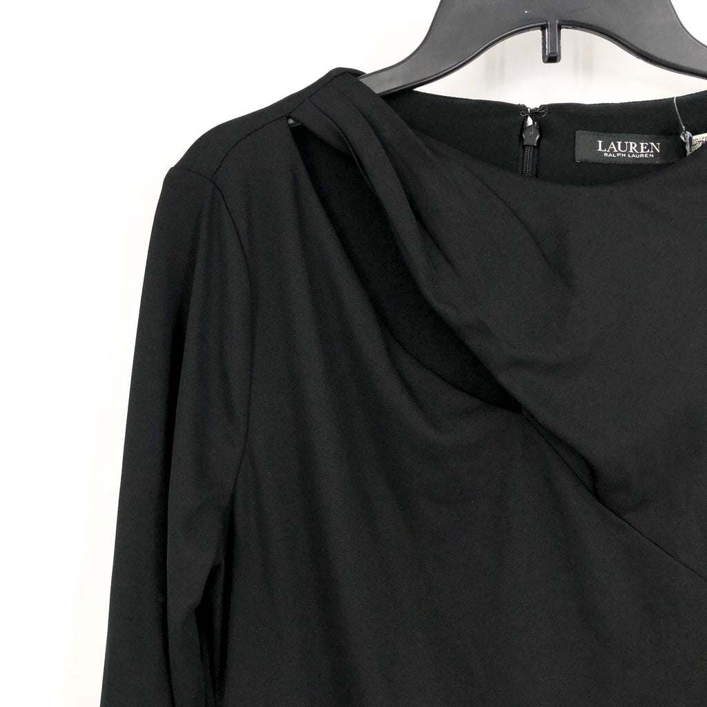 LAUREN RALPH LAUREN Women's Pleated Jersey Cocktail Dress Size 12 Black NWT