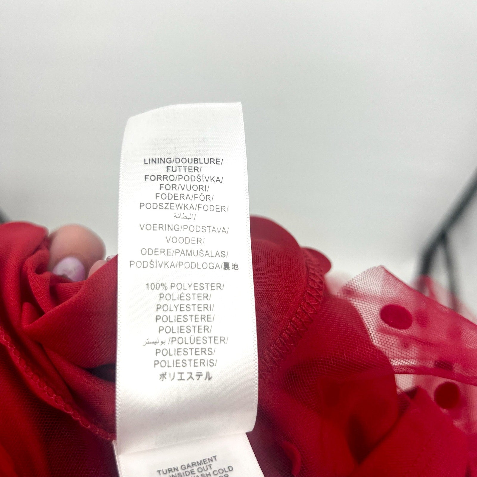 ADRIANNA PAPELL Women's Dot Tulle Ruffle Dress Size 14 Red Sleeveless NWT