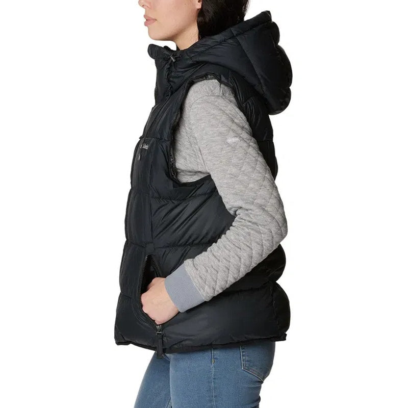 COLUMBIA Women's Pike Lake II Insulated Vest Small Black Full Zip Hooded NWT