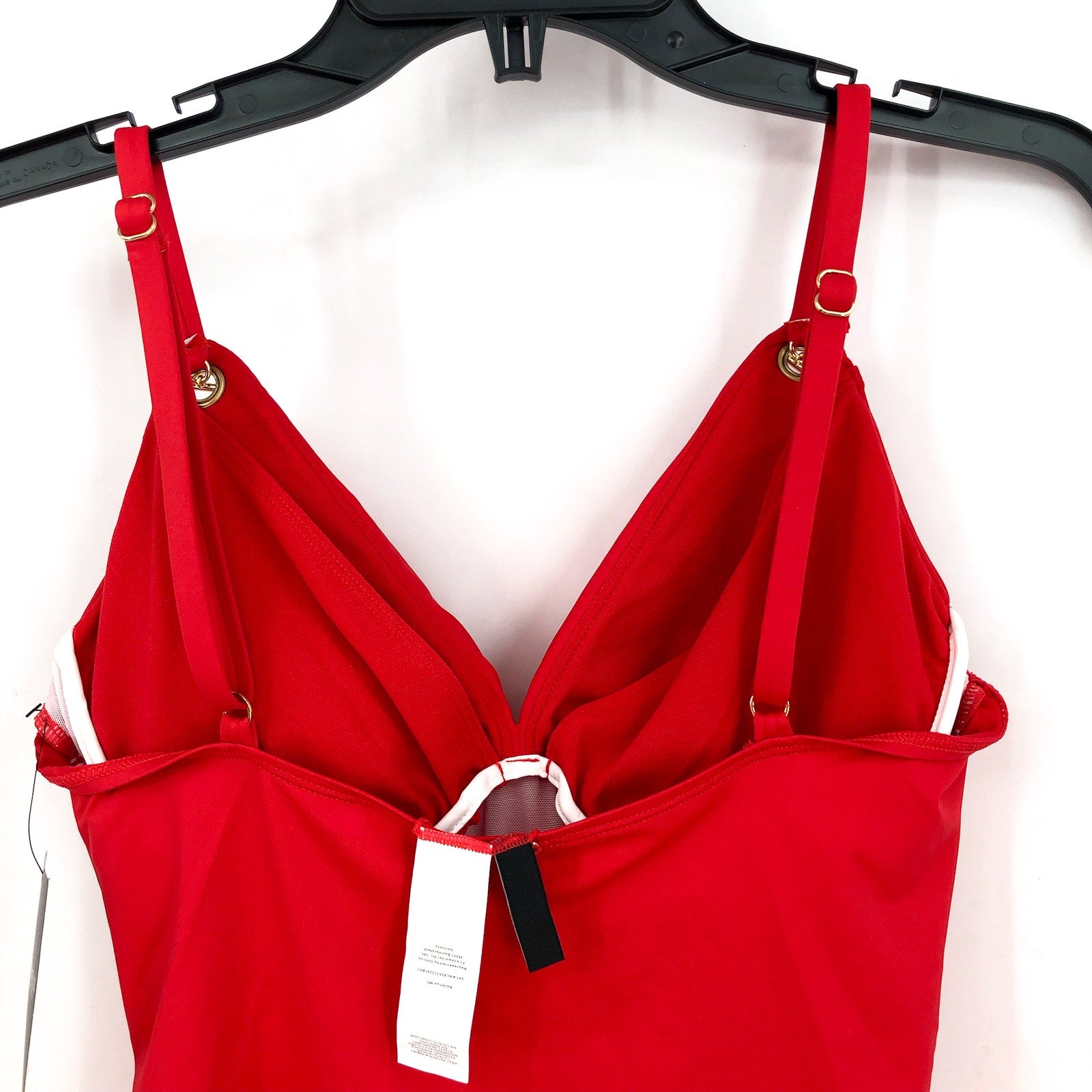 LAUREN RALPH LAUREN Toggle Underwire Tankini Size 10 Red Beach Club Solids NWT