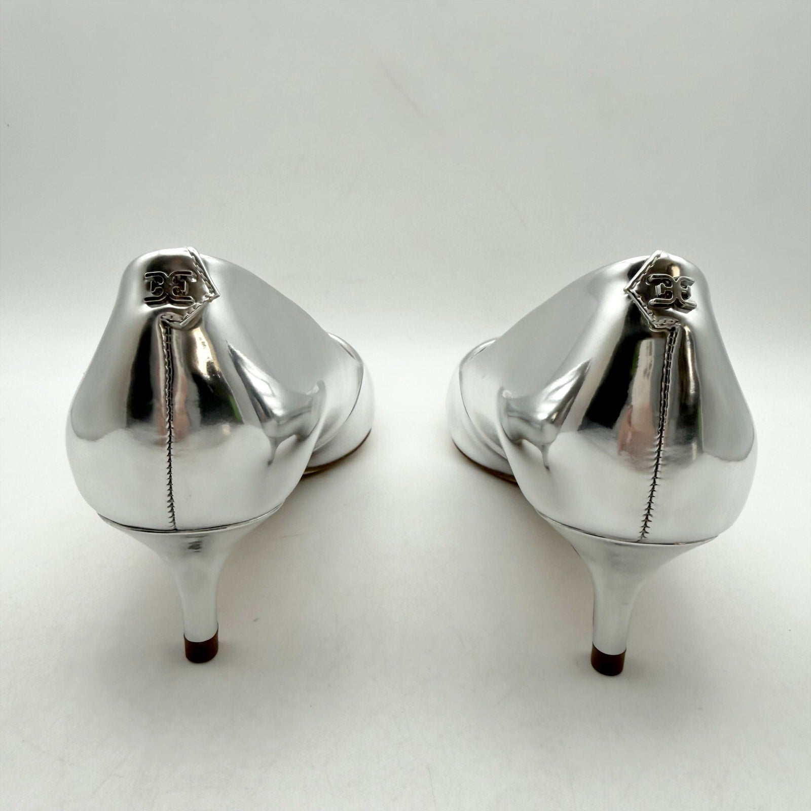 Sam Edelman Womens Dori Pumps US 8 M EU 38.5 Silver Leather Heels NIB