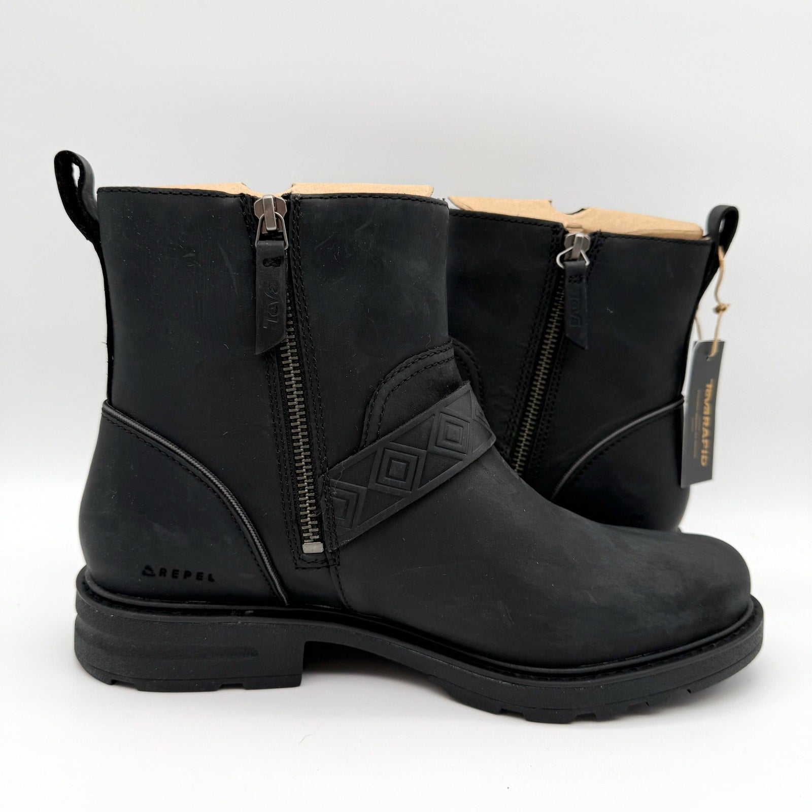 Teva Womens Rowena Buckle Ankle Boot US 8.5 EU 39.5 Black Leather Waterproof NIB
