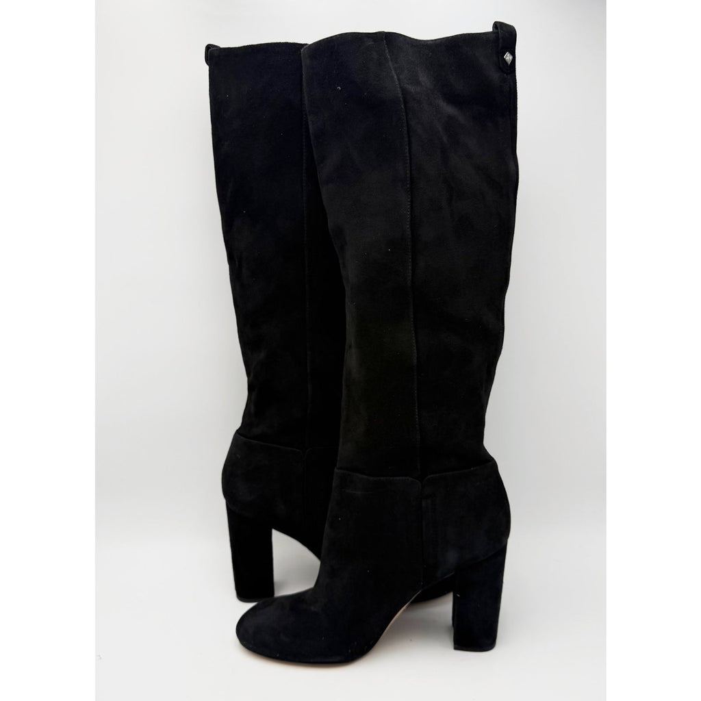 Sam Edelman Womens Caprice Heeled Knee High Boots Size 8.5 Black Suede NWOB