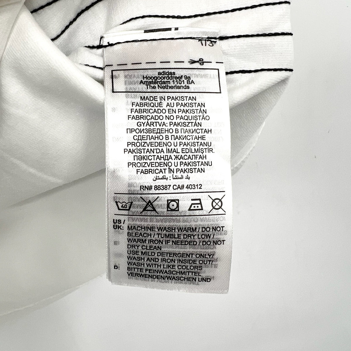 ADIDAS Essentials 3-Stripes Slim Baby Tee Large White Black Short Sleeve NWT