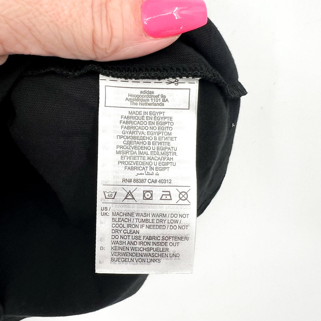 ADIDAS Women's Essentials Linear Cotton Tee Medium Black White Short Sleeve NWT