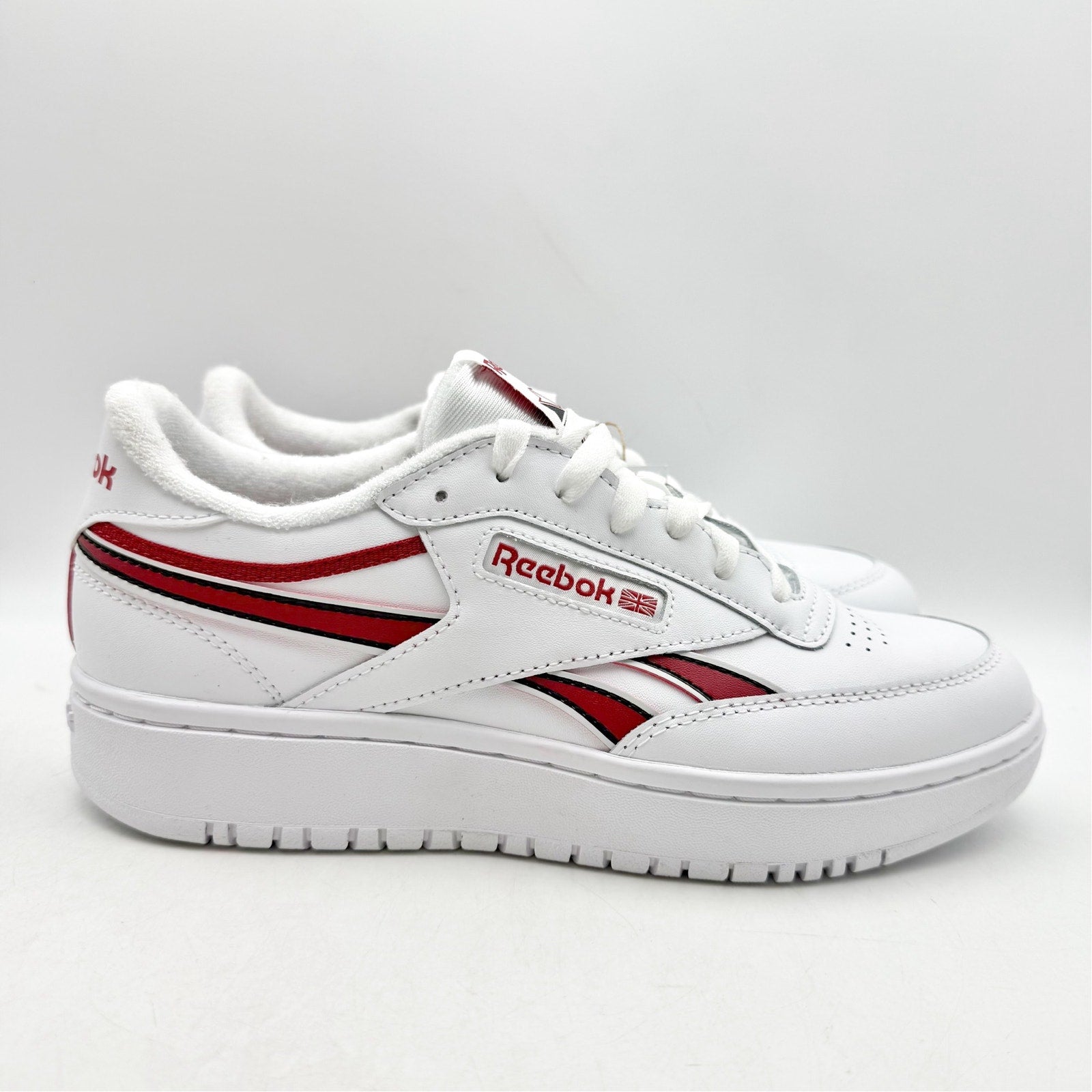 Reebok Womens Club C Double Sneaker SIZE 9 EU 40 White Red Leather NWT