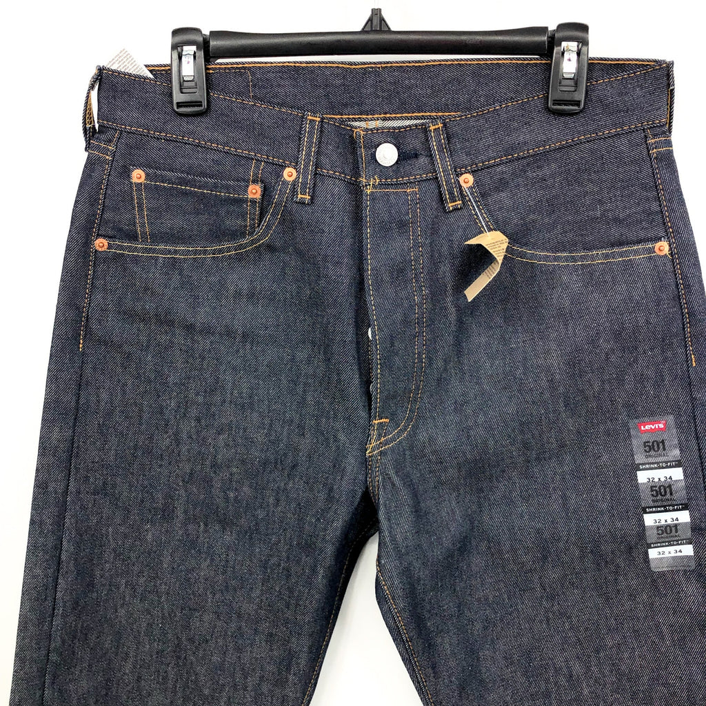 LEVI'S Men's 501 Original Shrink-to-fit Jeans 32x34 Dark Wash No Stretch NWT