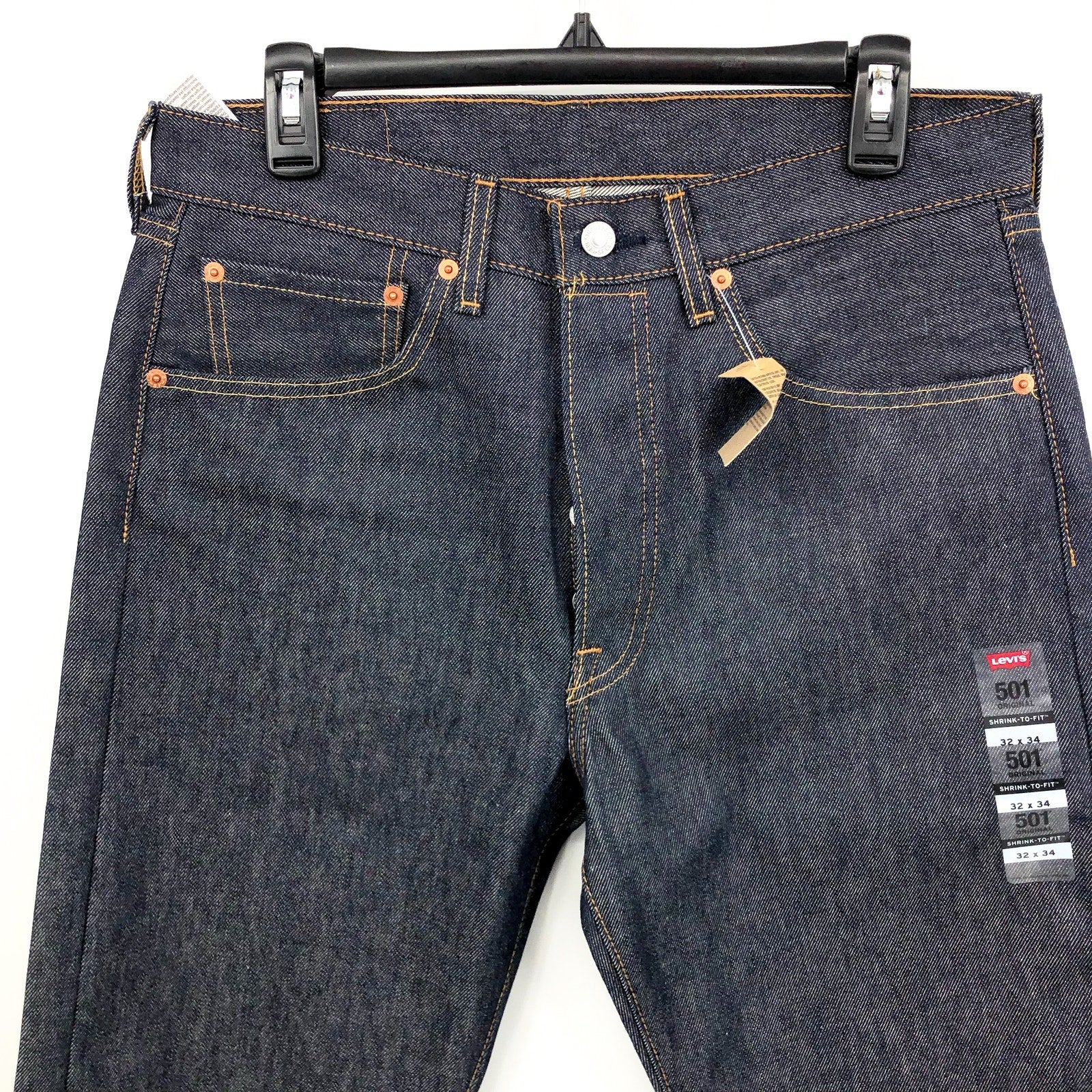 LEVI'S Men's 501 Original Shrink-to-fit Jeans 32x34 Dark Wash No Stretch NWT