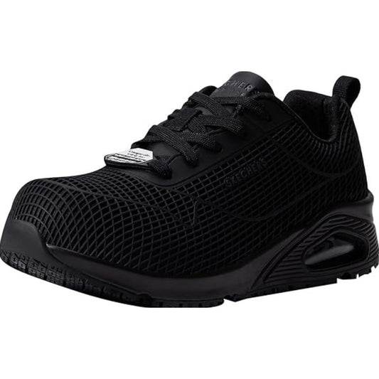 Skechers Work Womens Uno Deloney Shoes US 5.5 Black Comp Toe NMT SR EH NIB