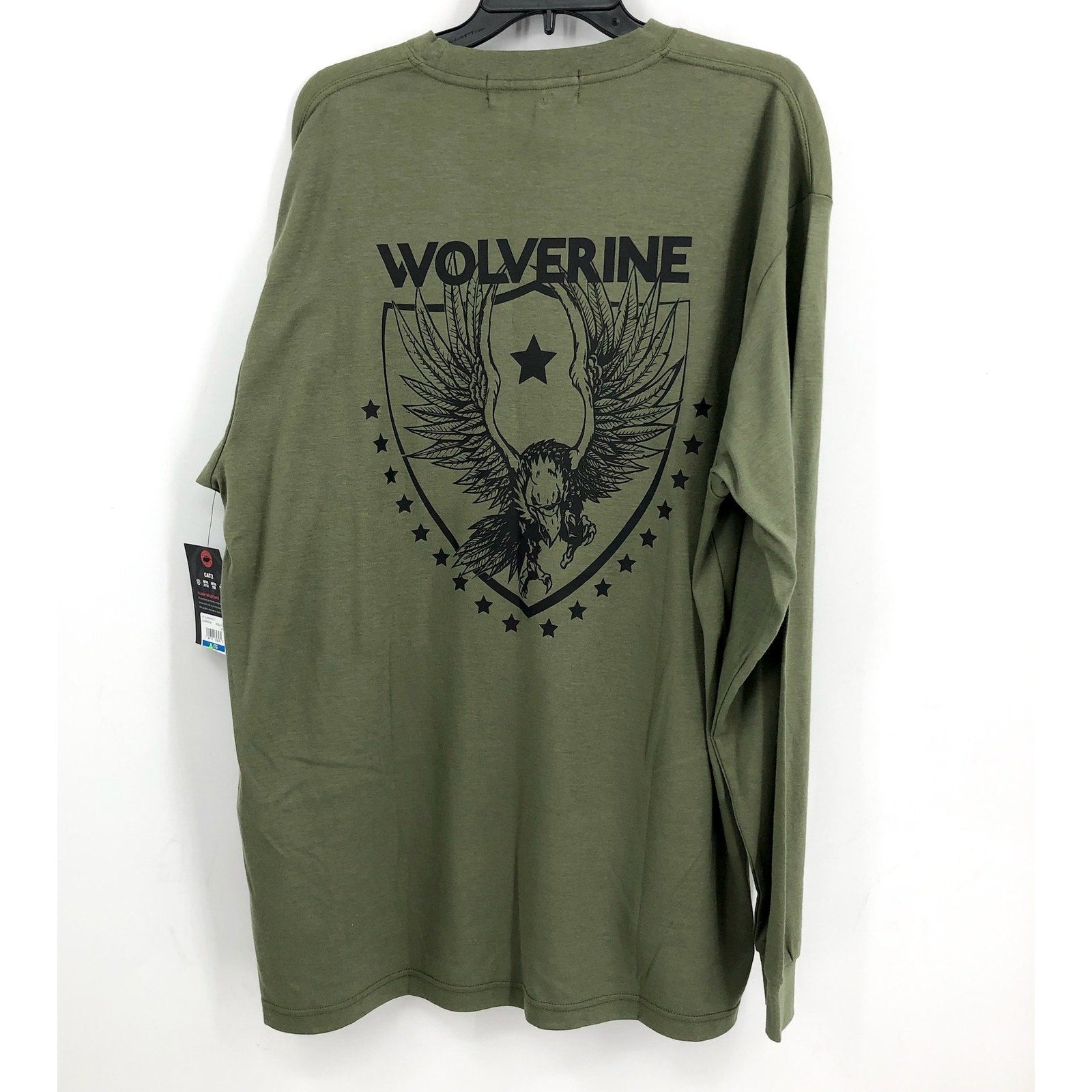 WOLVERINE Mens FireZerO Long Sleeve Tshirt XXL Green Flame Resistant Eagle NWT
