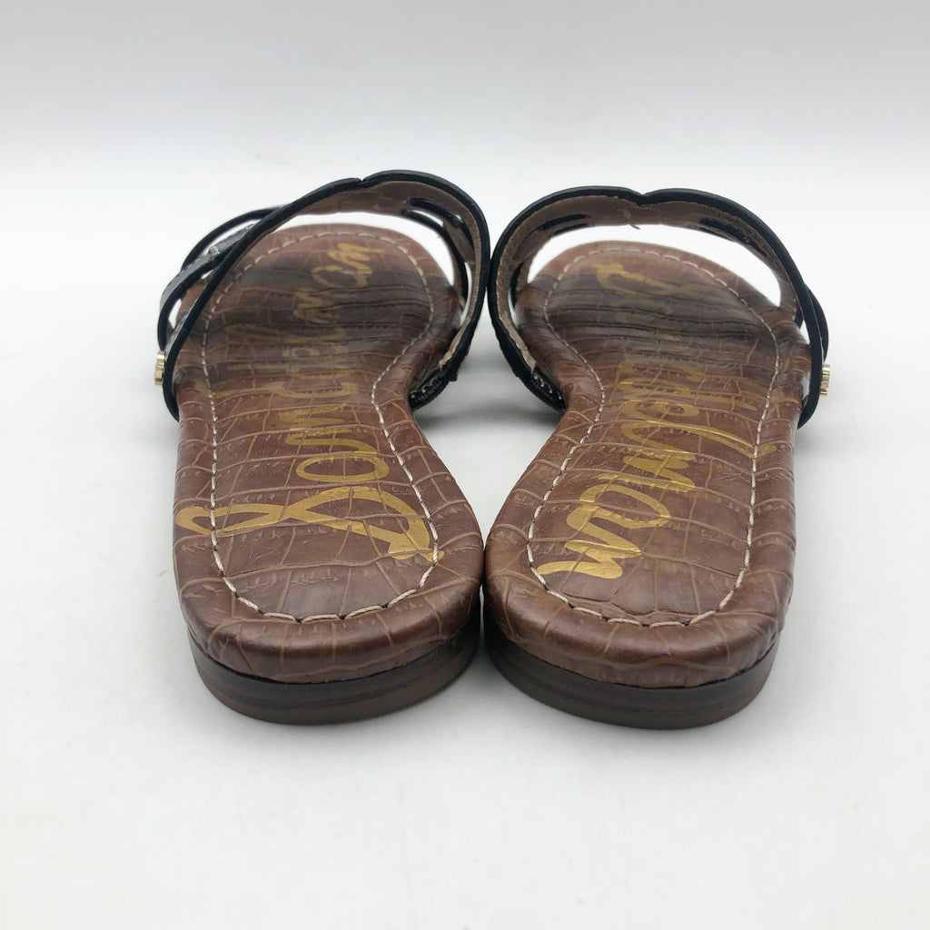 Sam Edelman Girls Bay Cut Out Slide Sandals US 13 M EU 31 Black Leather NIB