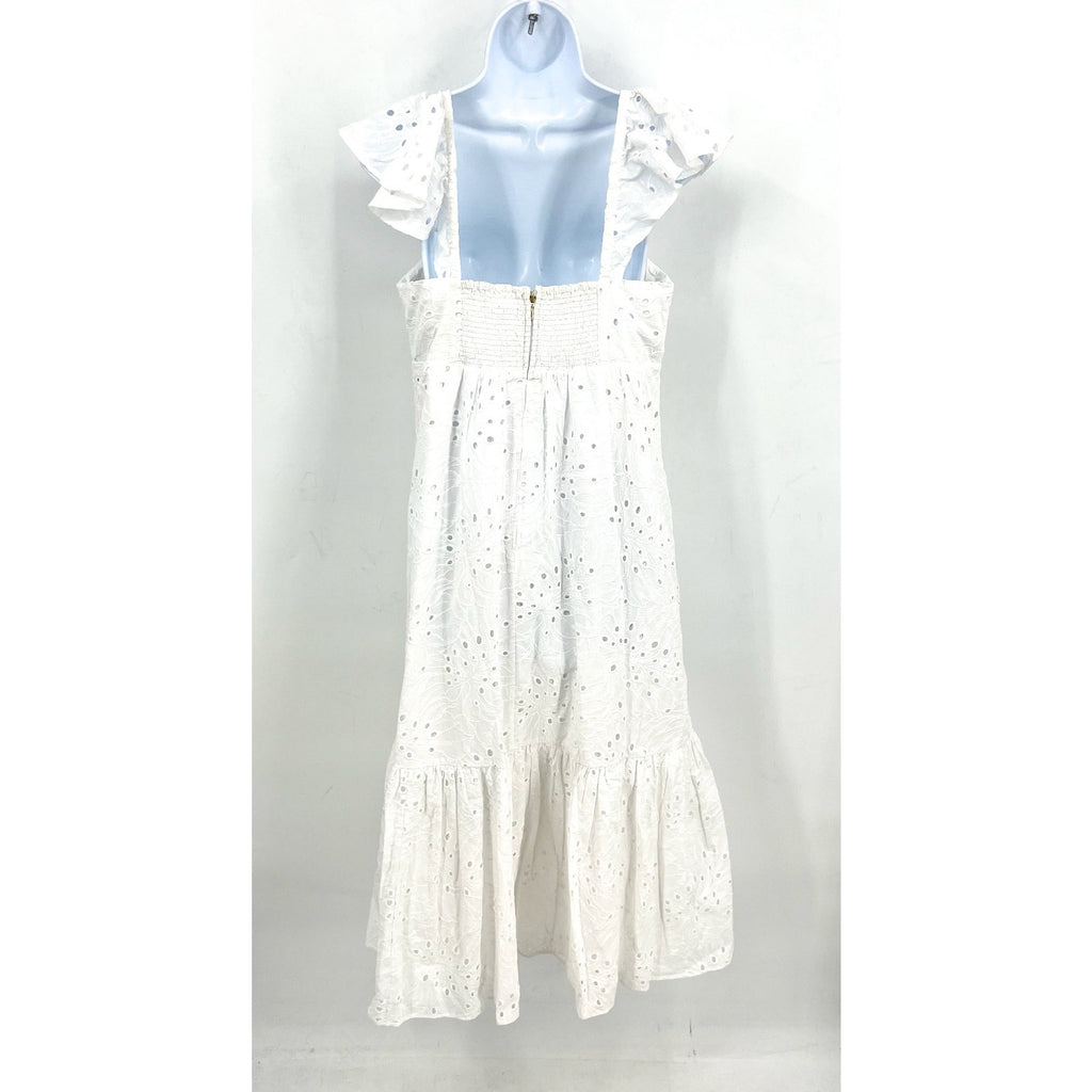 LILLY PULITZER Lantana Flutter Sleeve Eyelet Midi Dress Size 4 Resort White NWOT