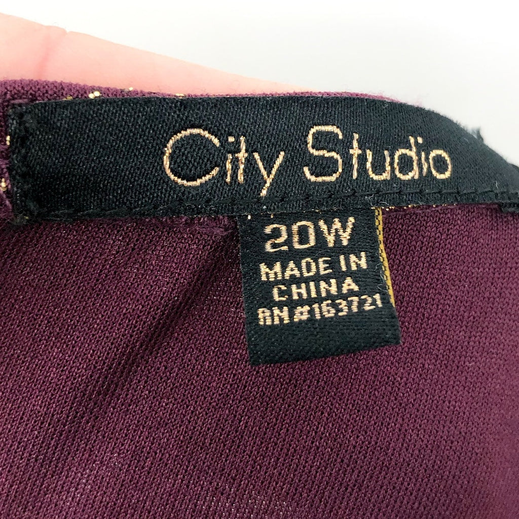 CITY STUDIO Sparkling Mini Halter Dress 20W Plum Purple Gold Cut-Out NWT