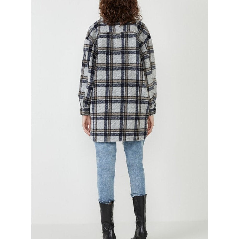 BARDOT Women Checked Flannel Shirt Jacket Small Blue Check NWT