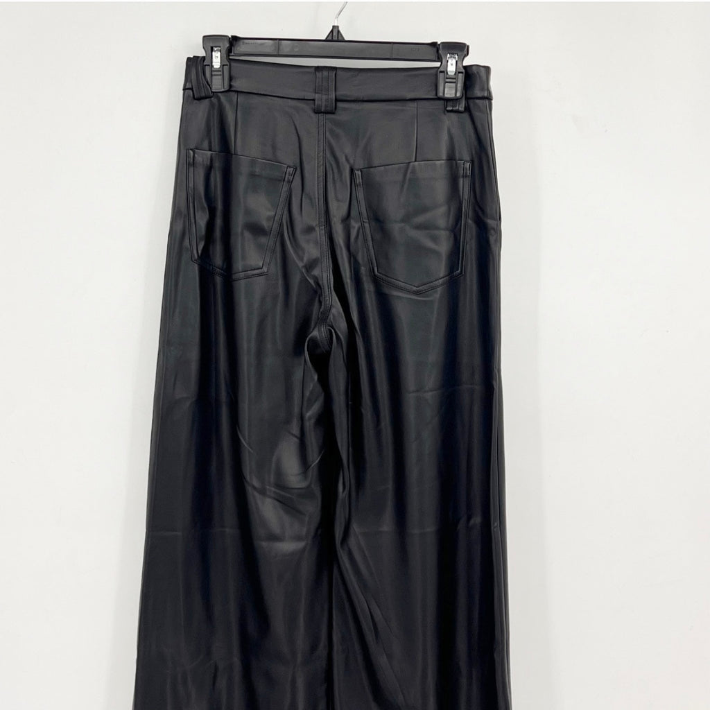 JOE'S JEANS Women's Mia Wide Leg Leather Pants Size 25 US 0 Black High Rise NWT