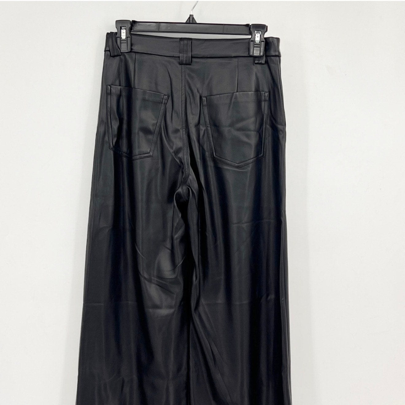 JOE'S JEANS Women's Mia Wide Leg Leather Pants Size 25 US 0 Black High Rise NWT