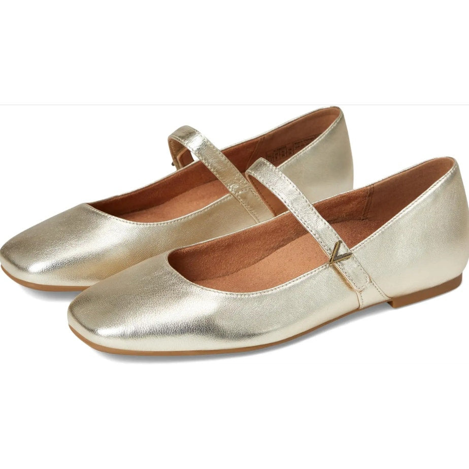 Vionic Womens Alameda Mary Jane Flats US 7 EU 37 Gold Metallic Leather NIB