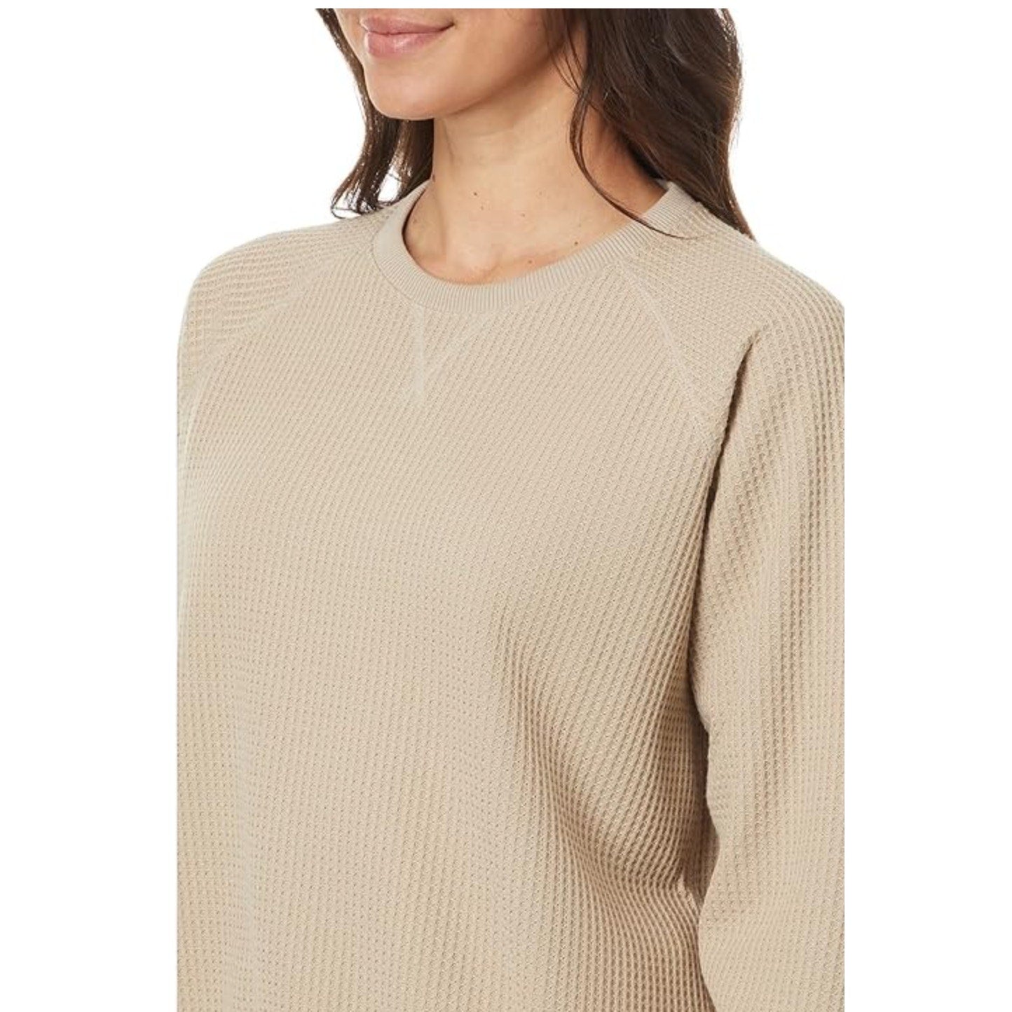 TOAD & CO Womens Bitterroot Sweatshirt Small Twine Beige Waffle Long Sleeve NWT