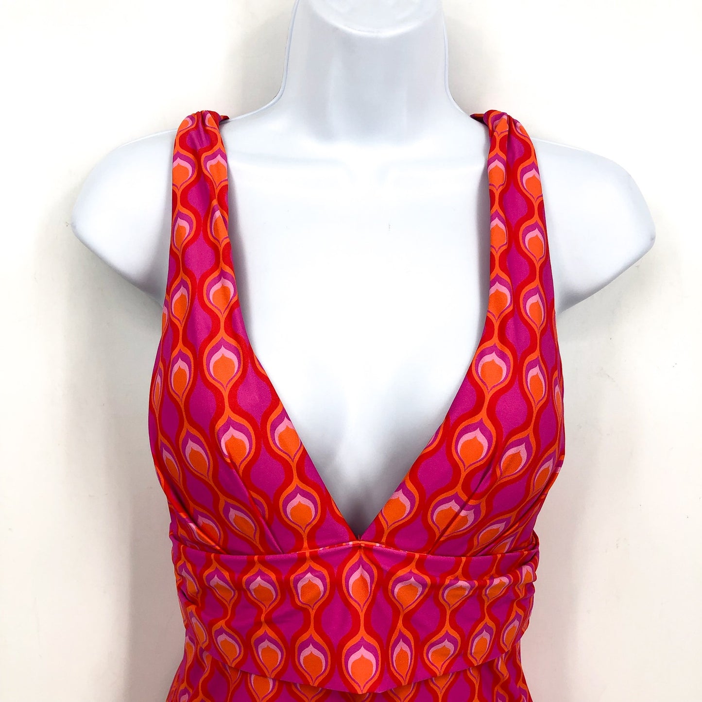 SEAFOLLY Cross-Back One Piece Swimsuit US 10 Red Chili Birds of Paradise
