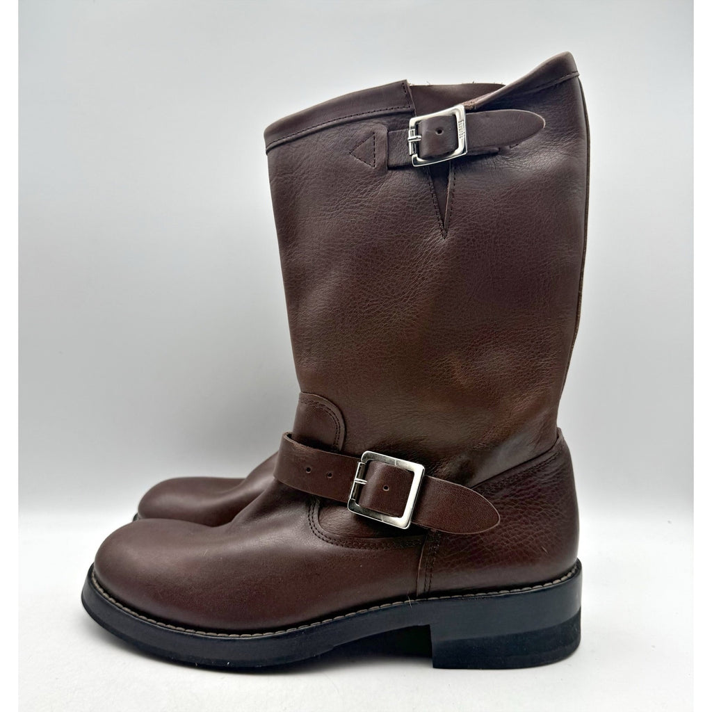 RE/DONE Women Vintage Engineer Mid Calf Boot EU 40 US 10 Dark Brown Leather NWOB