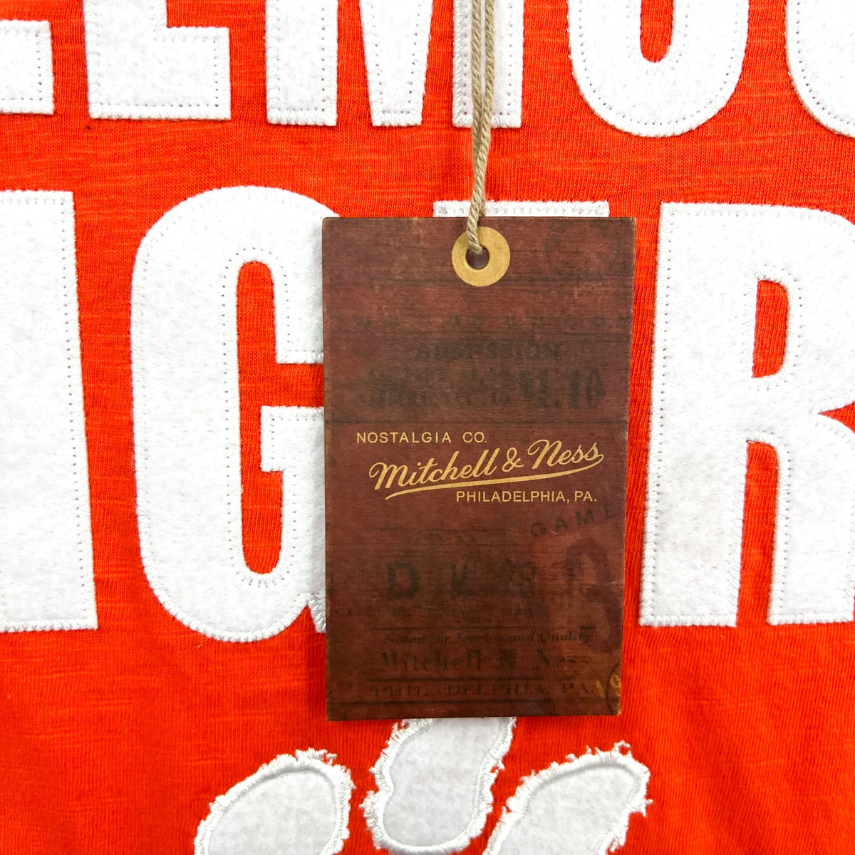 MITCHELL & NESS Mens NCAA Clemson Tigers Embroidered T-Shirt Small Orange NWT