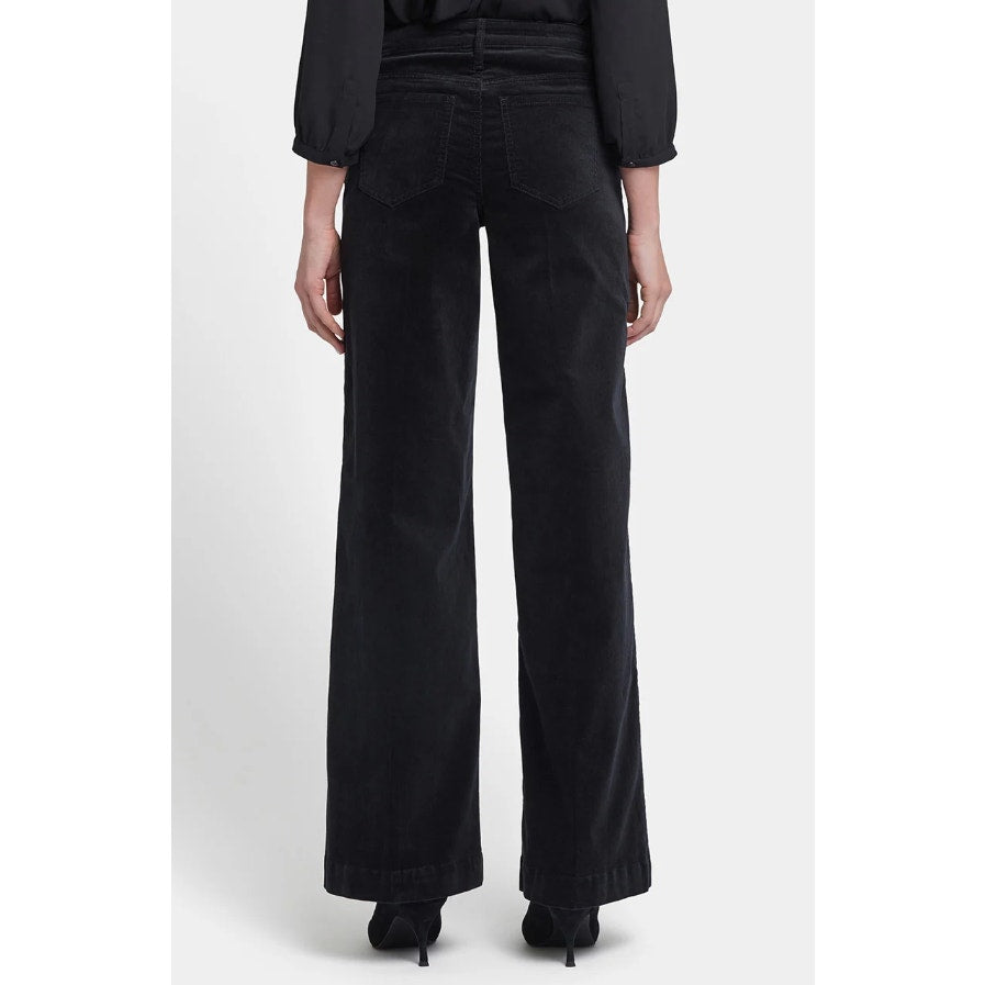 NYDJ Women's Teresa Wide Leg Trouser Pants Size 10 Black Corduroy Stretch NWT